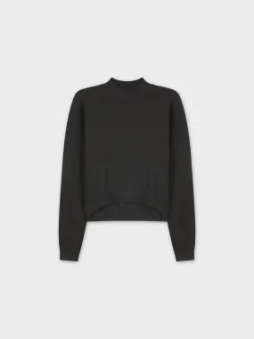 Crop Mock Neck Turtleneck-Black