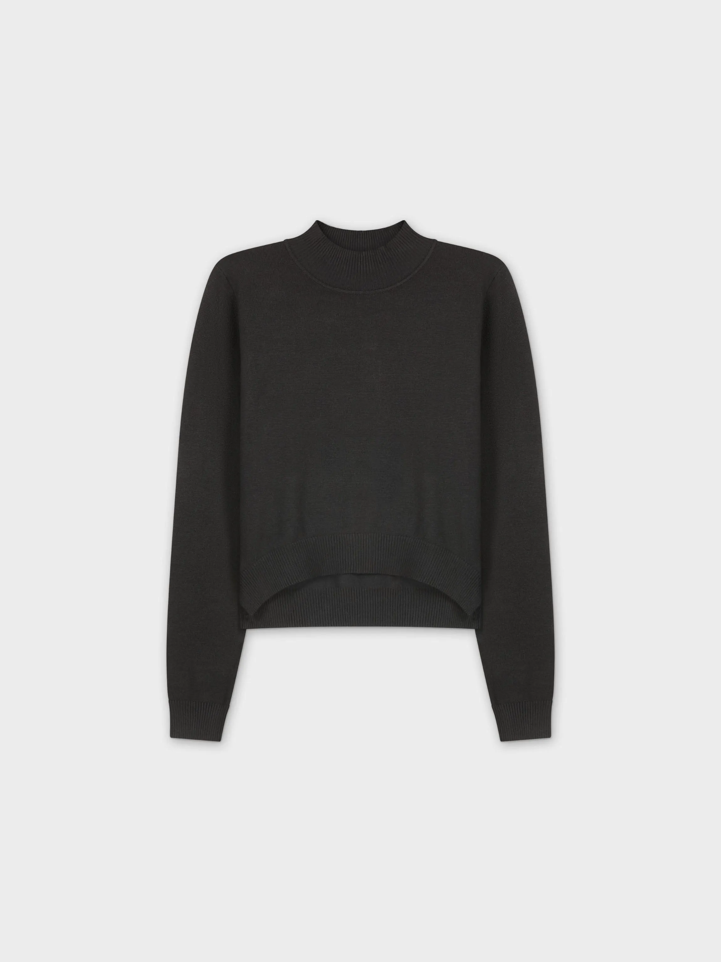 Crop Mock Neck Turtleneck-Black