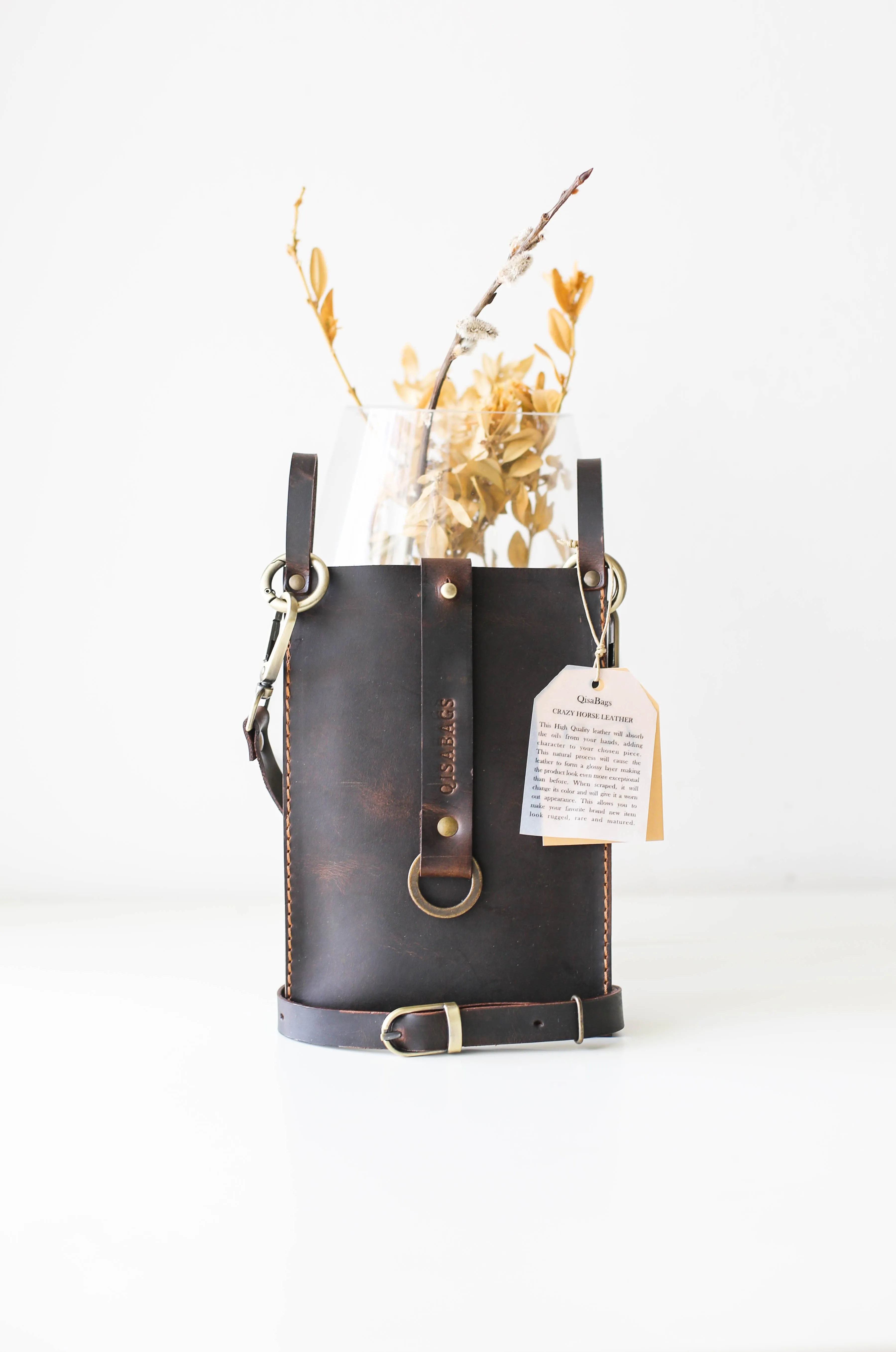 Dark Brown Leather Phone Bag