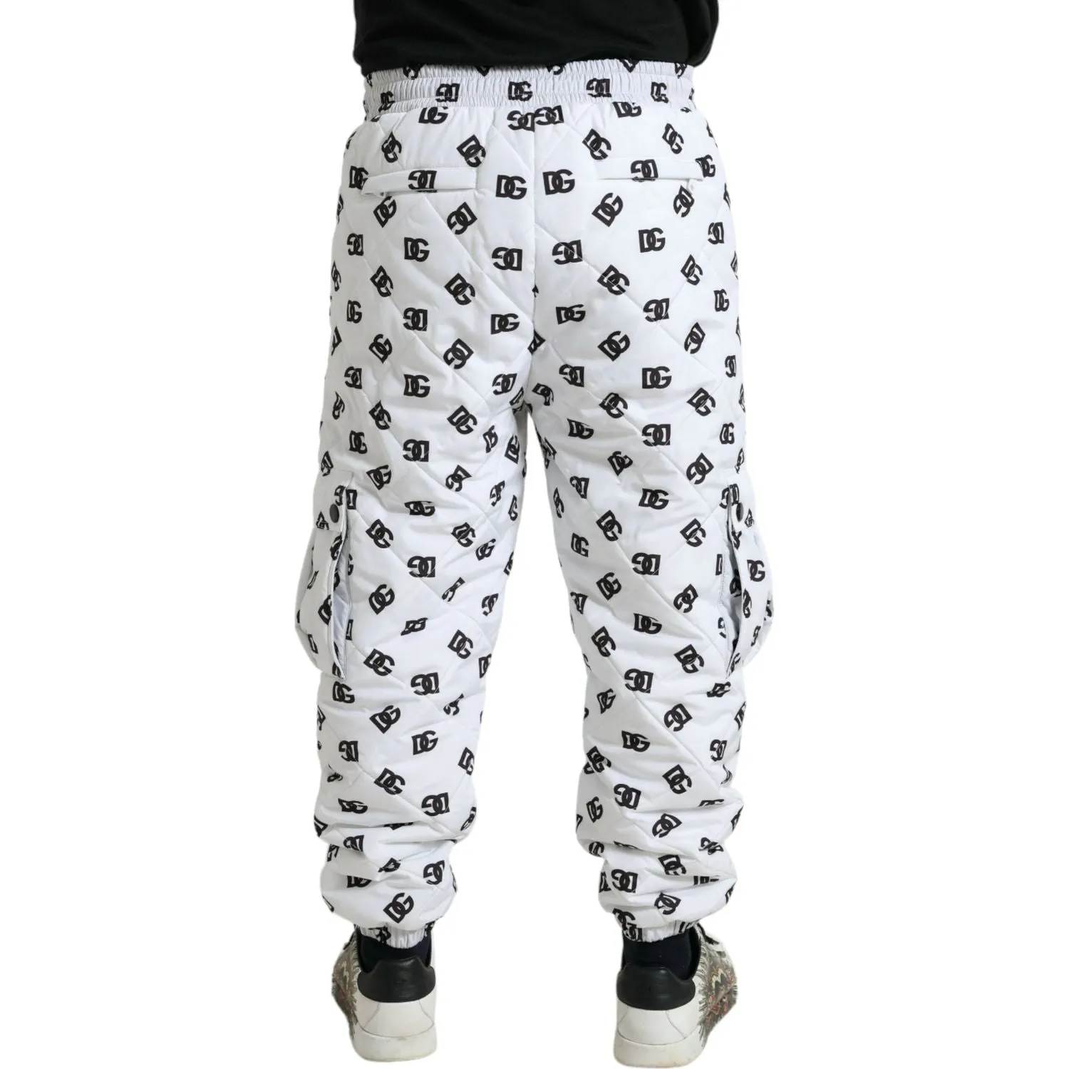 Dolce & Gabbana Chic White Jogger Pants with Iconic DG Print