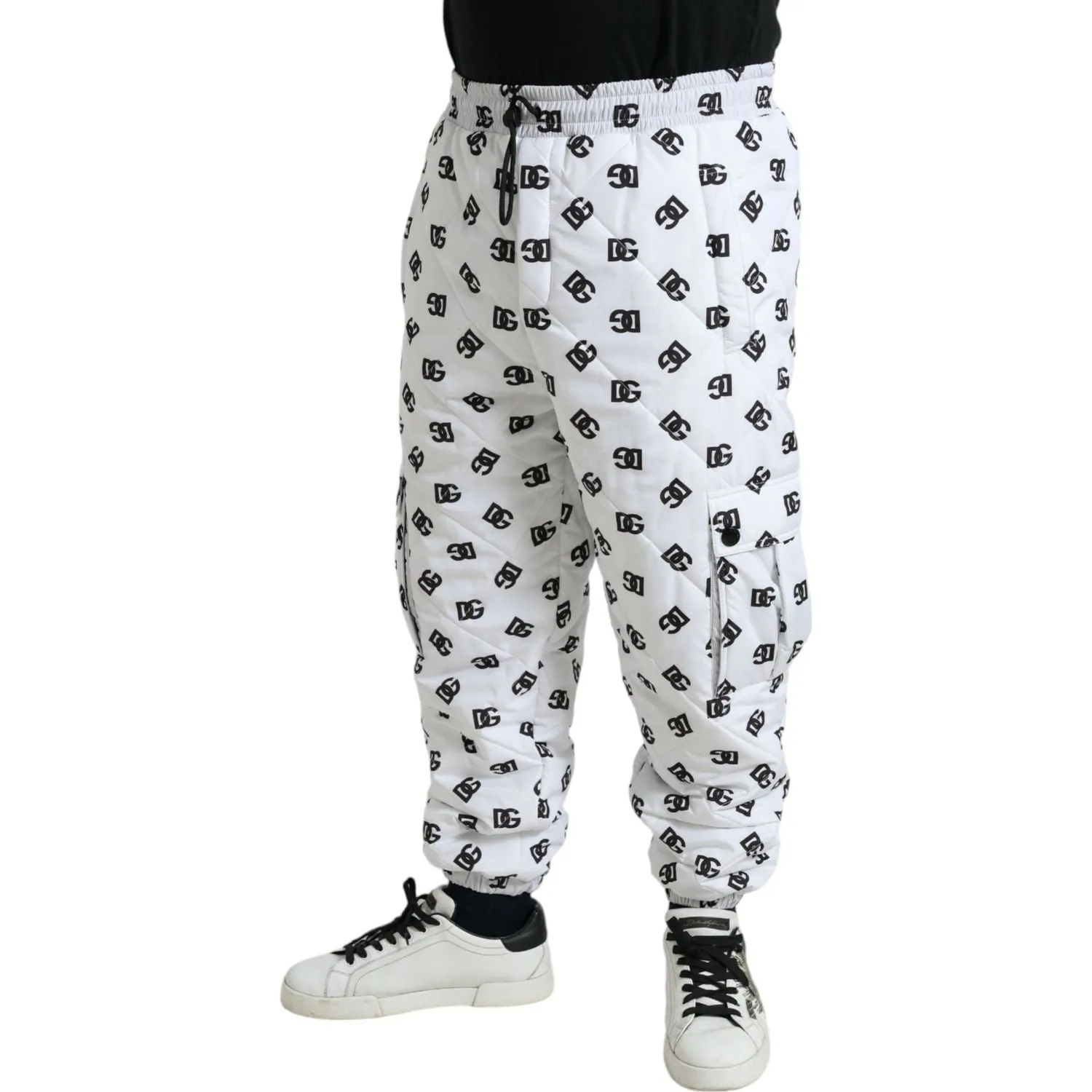 Dolce & Gabbana Chic White Jogger Pants with Iconic DG Print