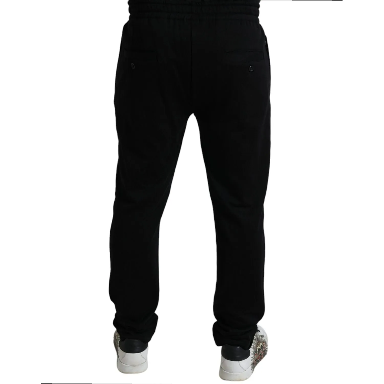 Dolce & Gabbana Elegant Black Cotton Joggers with Logo Embroidery