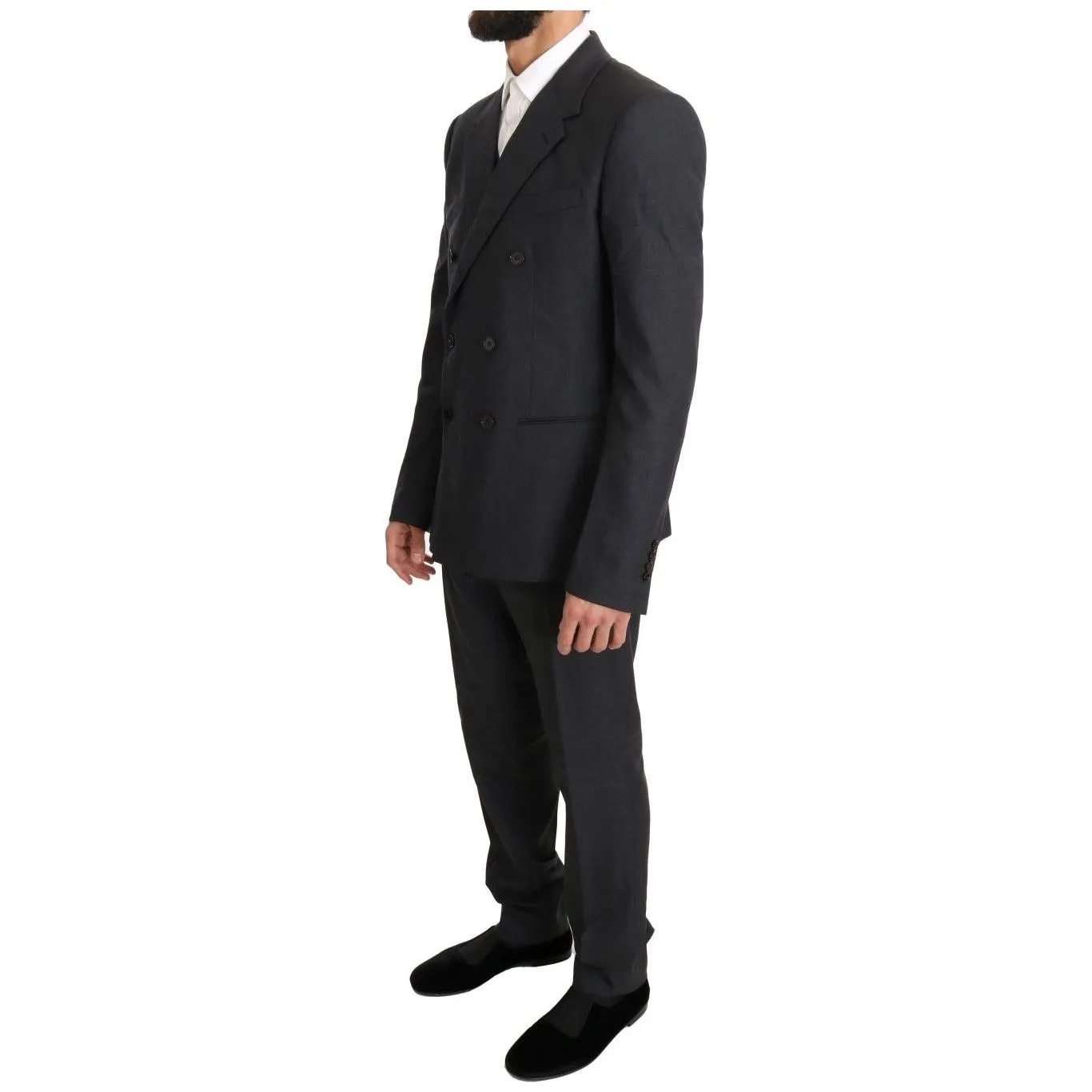 Dolce & Gabbana Elegant Gray Double Breasted Wool Silk Suit