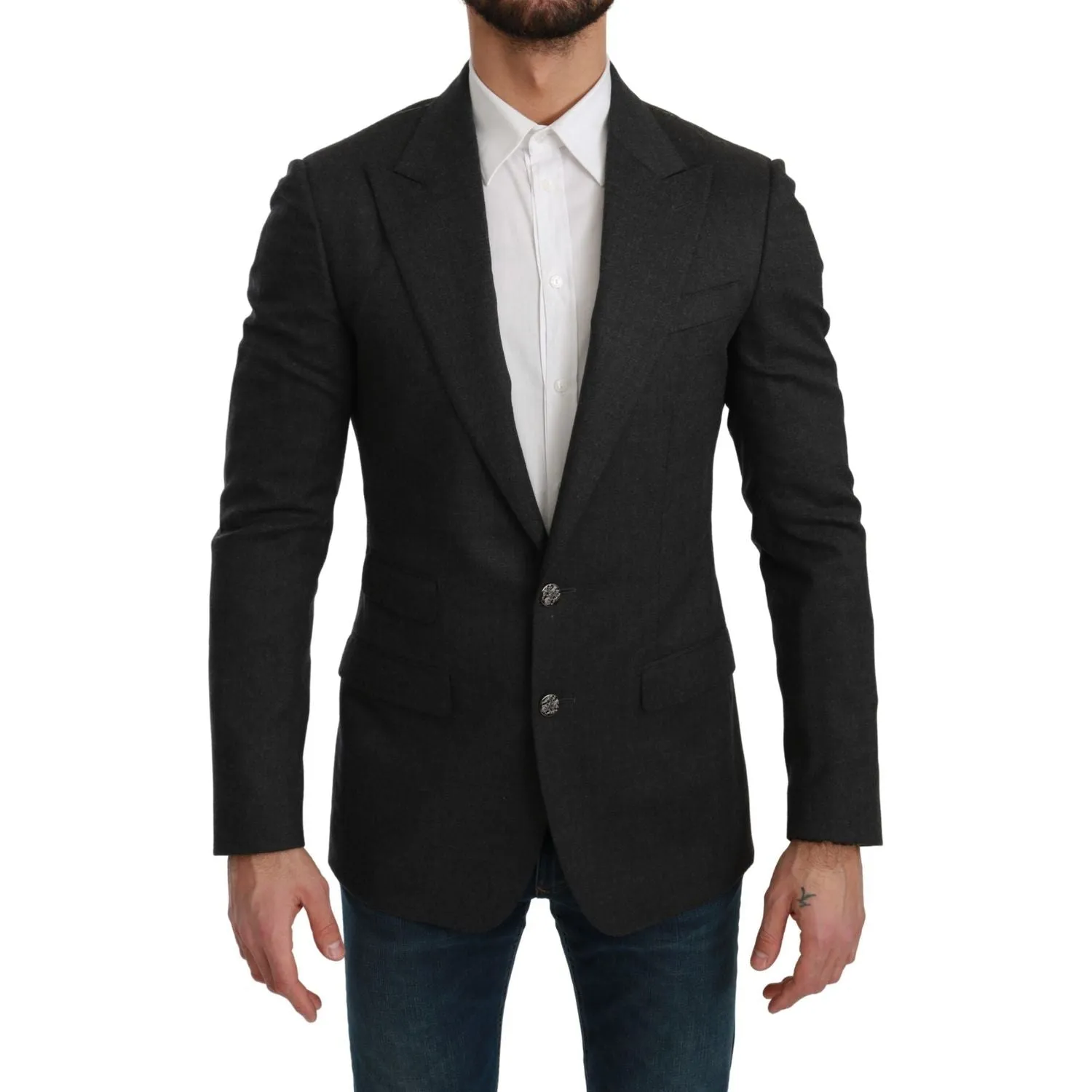 Dolce & Gabbana Elegant Gray Slim Fit Formal Blazer