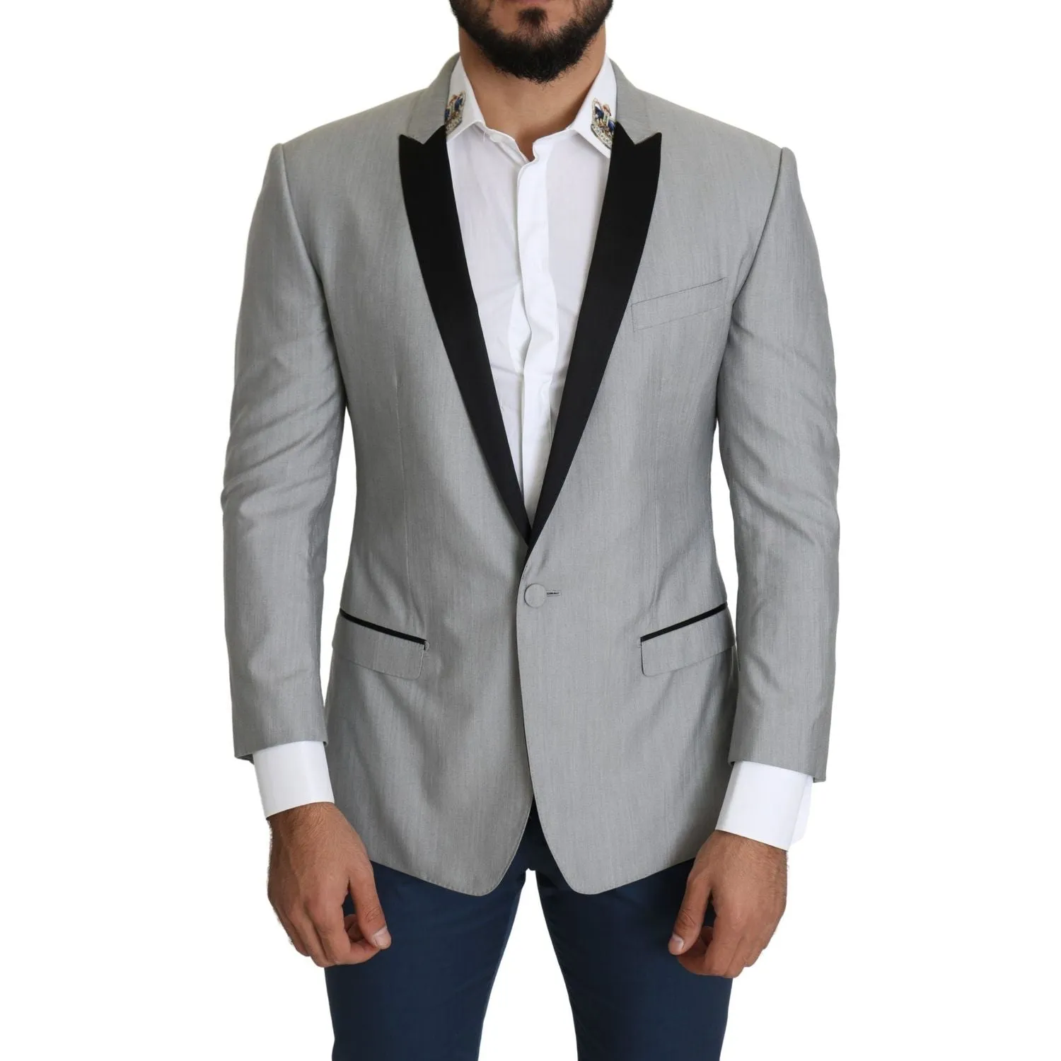 Dolce & Gabbana Elegant Silk Blend Light Gray Blazer