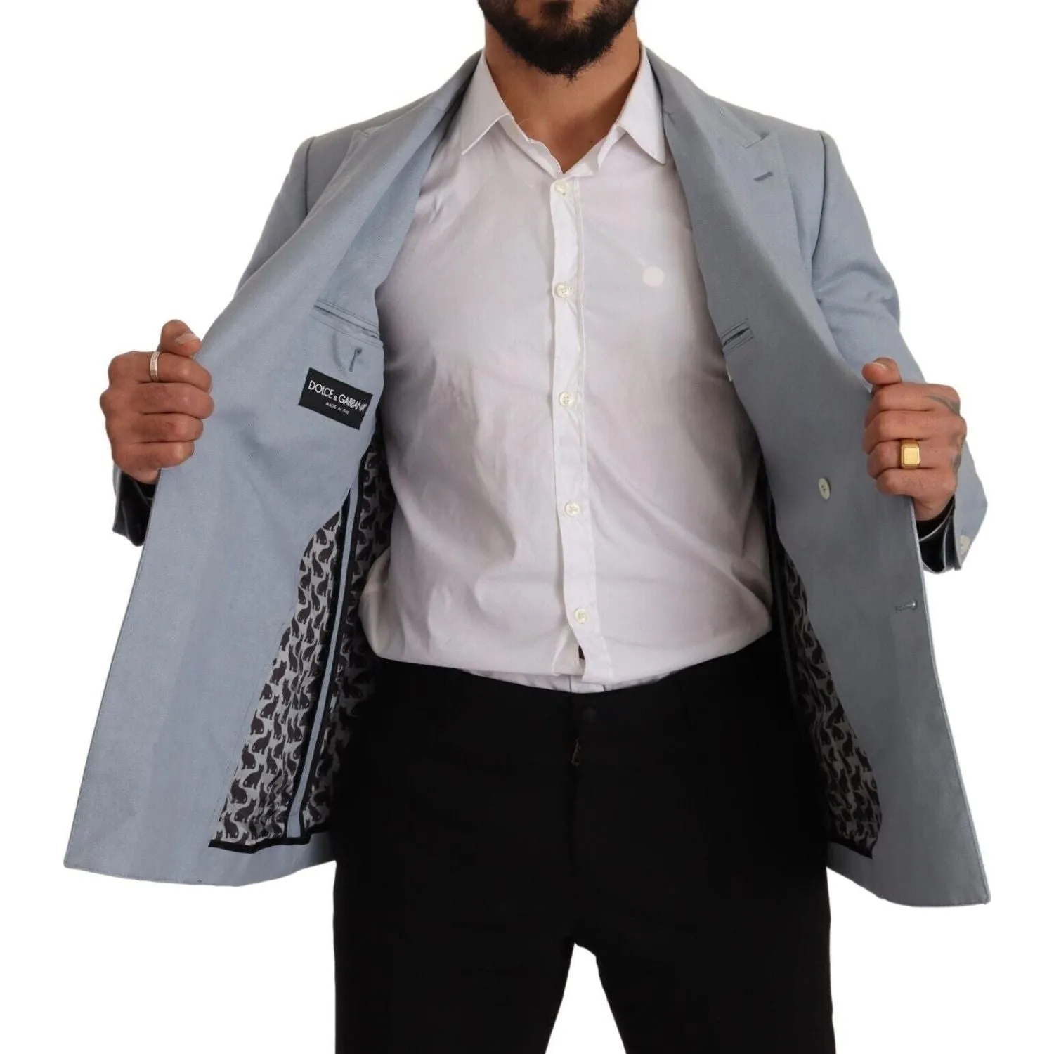 Dolce & Gabbana Elegant Slim Fit Light Blue Double Breasted Blazer