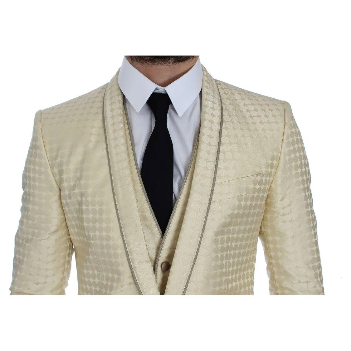 Dolce & Gabbana Sophisticated Beige Polka Dotted Blazer & Vest