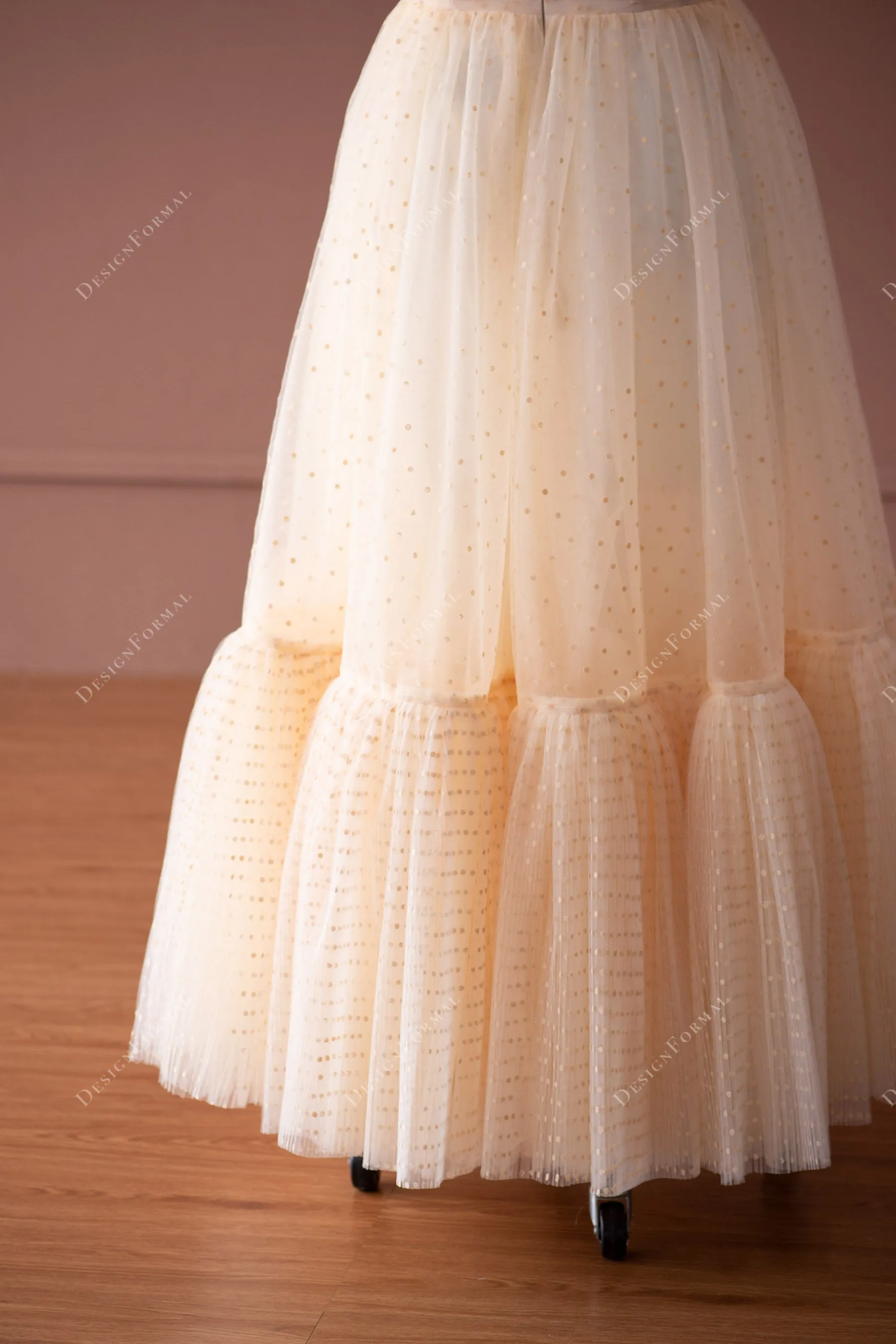 Dot Tulle Off Shoulder Tea Length fairy Formal Dress