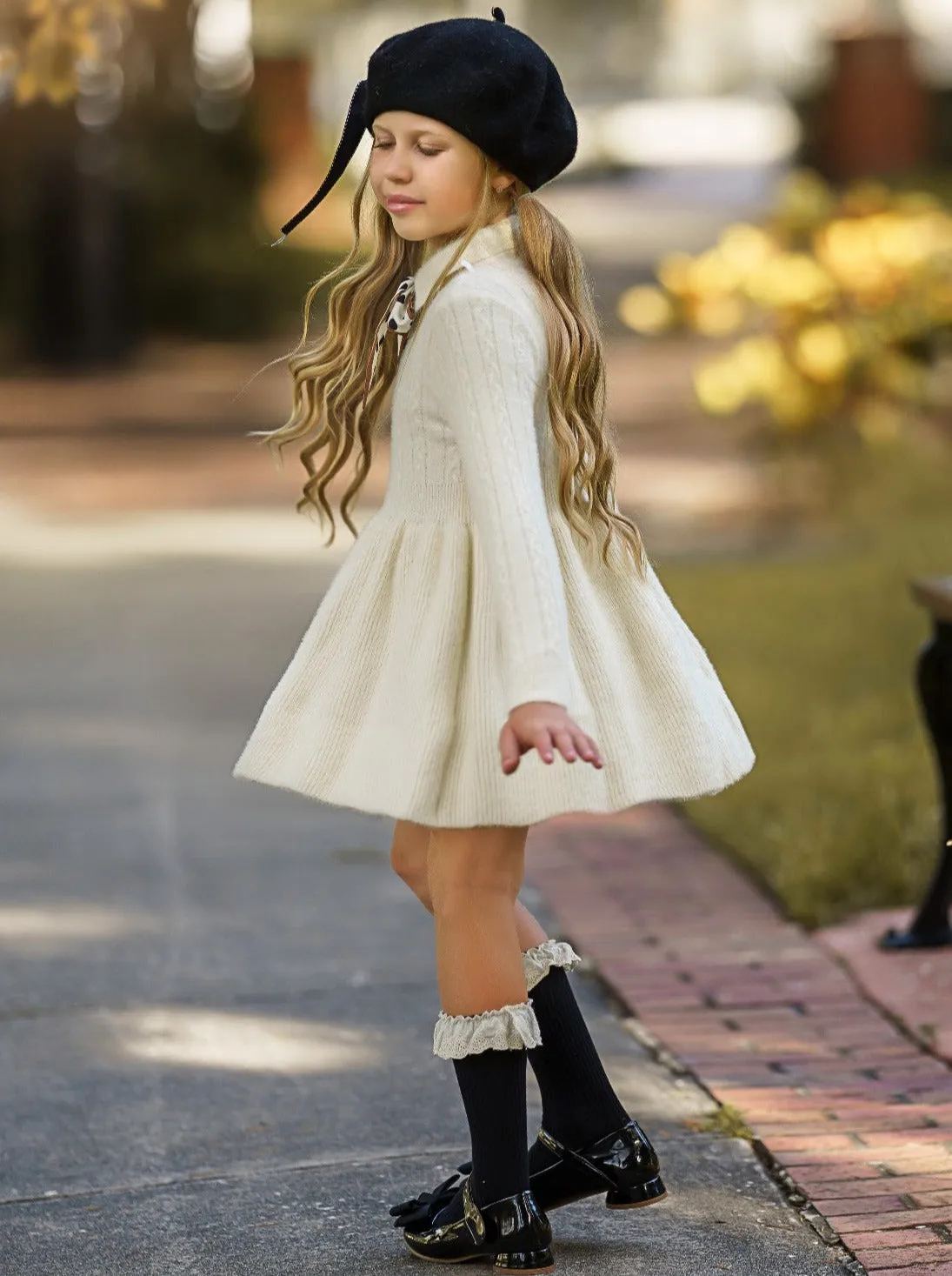 Dots and Bows Wool Sweater Dress