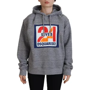 Dsquared² Gray Logo Print Cotton Hoodie Sweatshirt Sweater