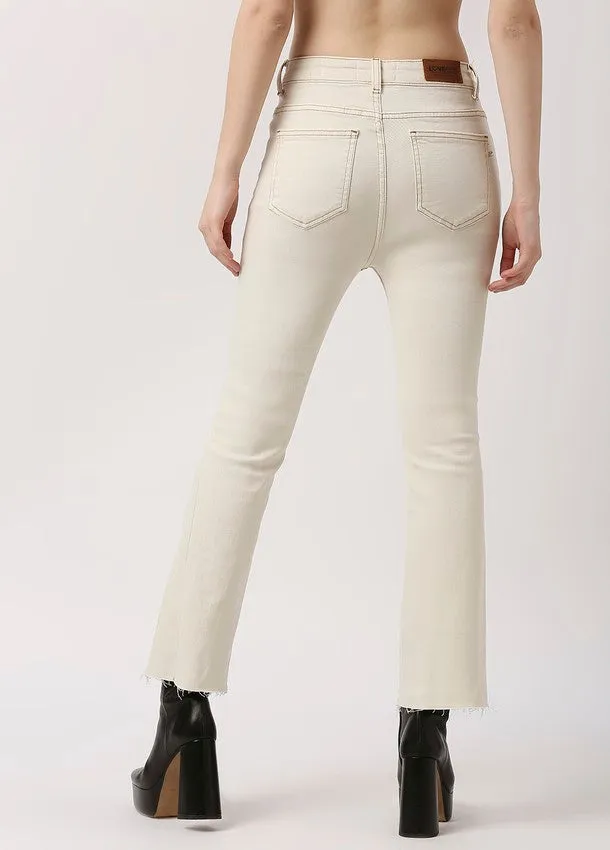 Ecru Phoenix Cropped Flare Jeans