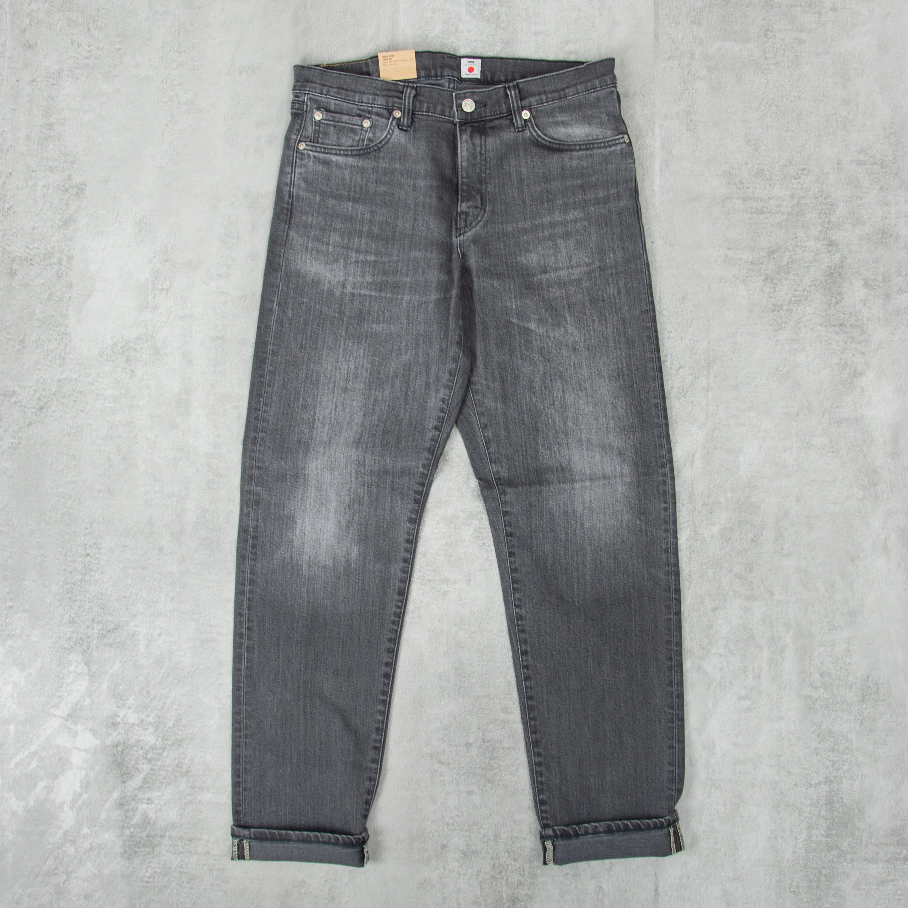 Edwin Regular Tapered Jeans Kaihara Stretch - Black x Black / Grey Used