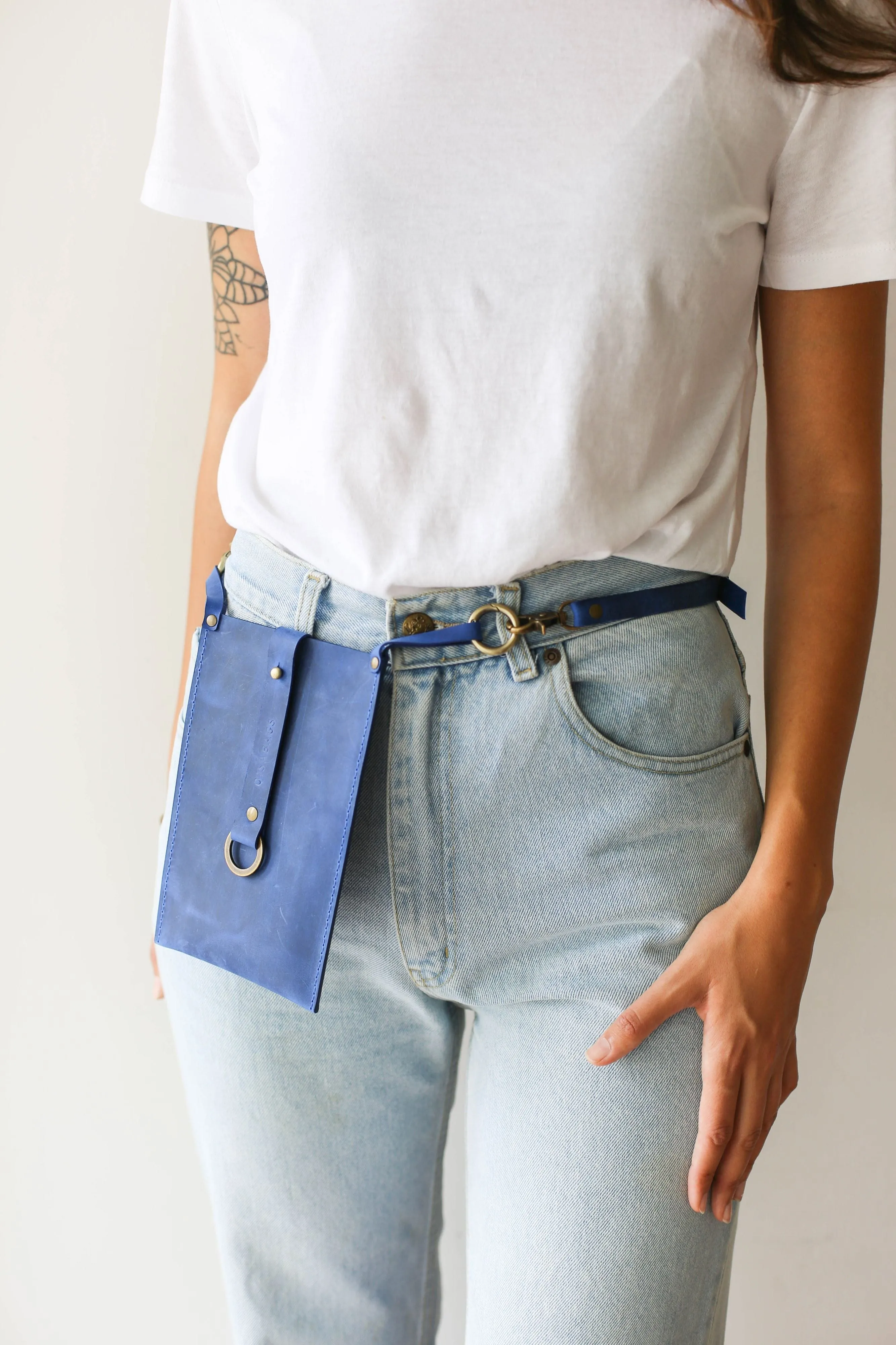 Electric Blue Leather Phone Bag