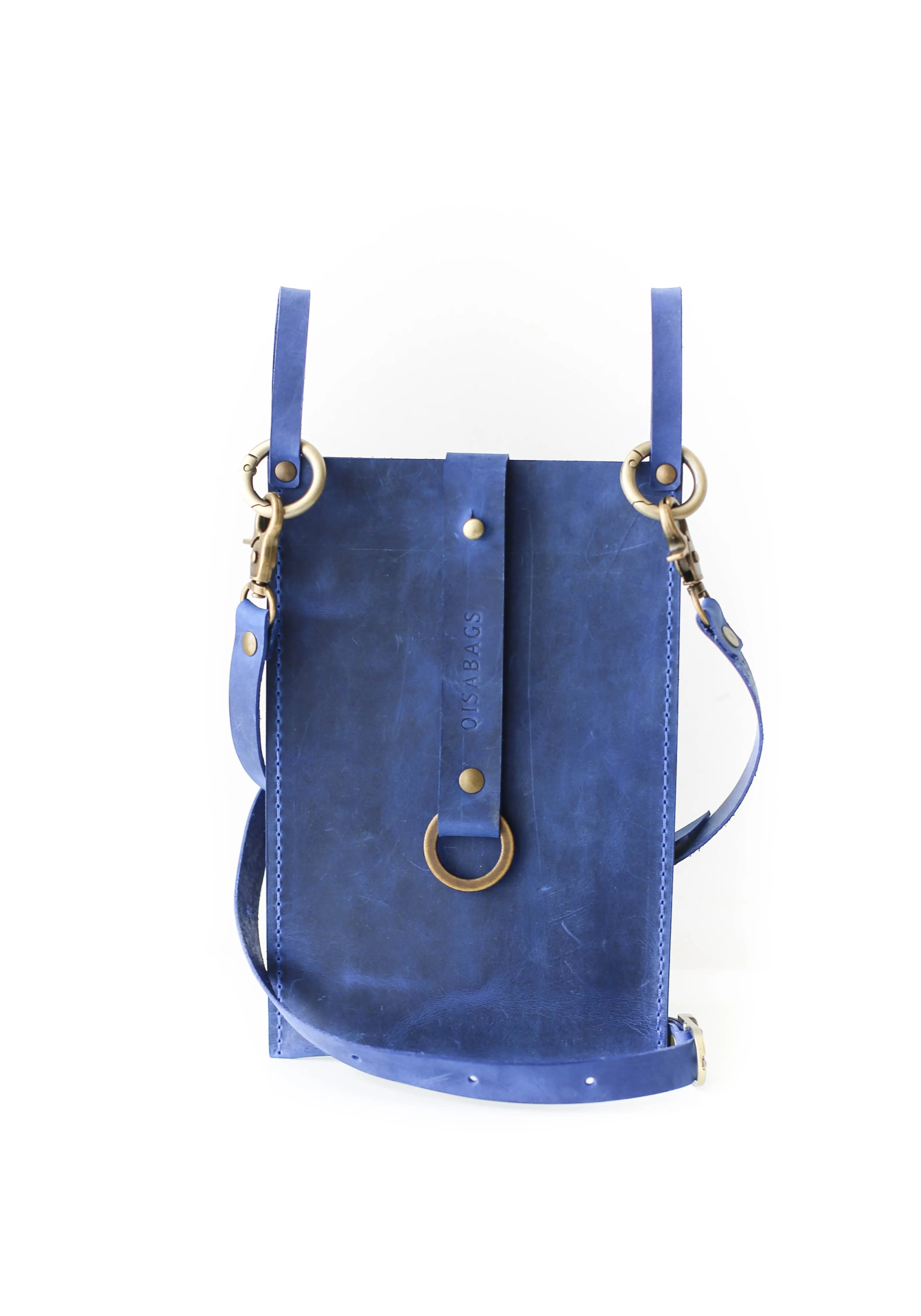 Electric Blue Leather Phone Bag