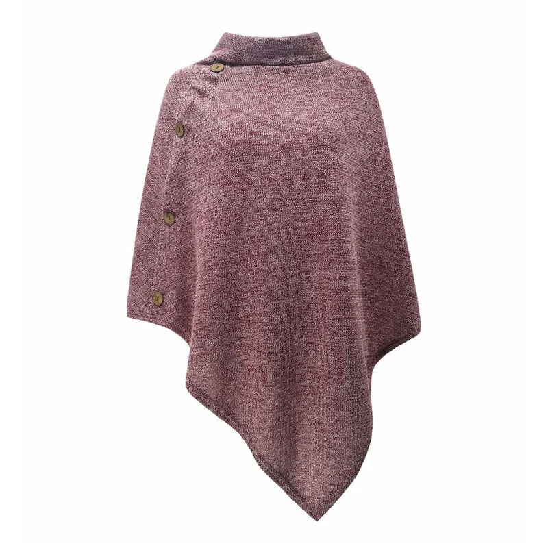 Elegant Knitted Turtleneck Cloak Sweater