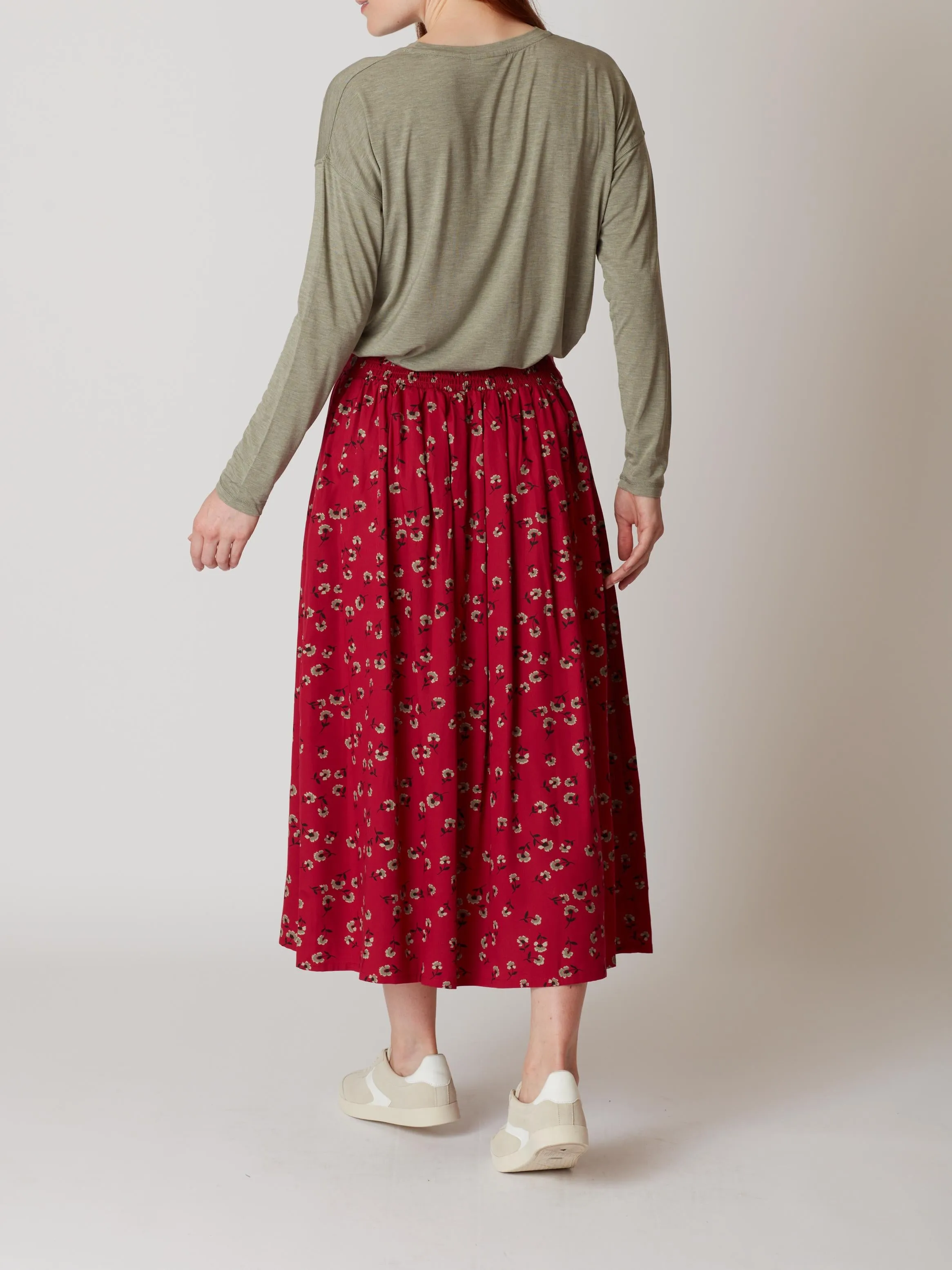 Eloise Floral Pleated Midi Skirt