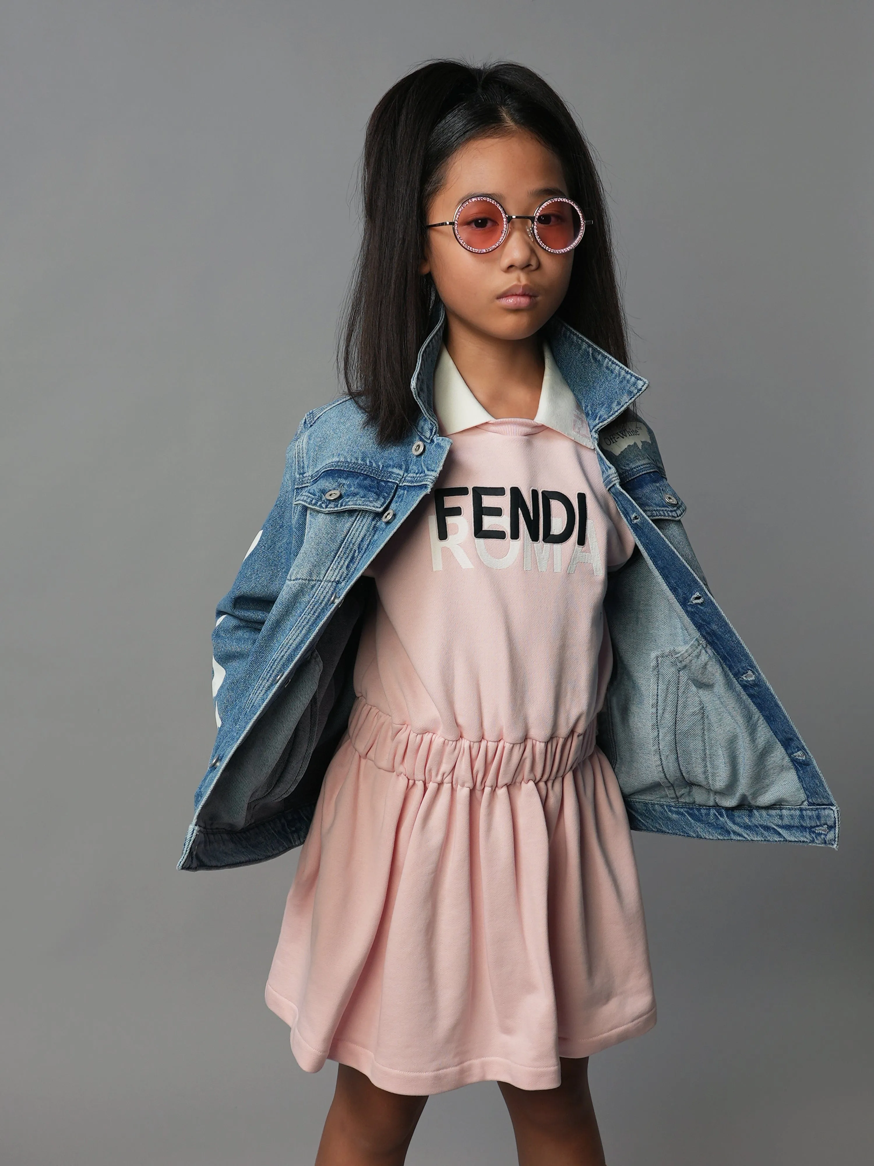 Fendi Girls Sweater Dress in Pink