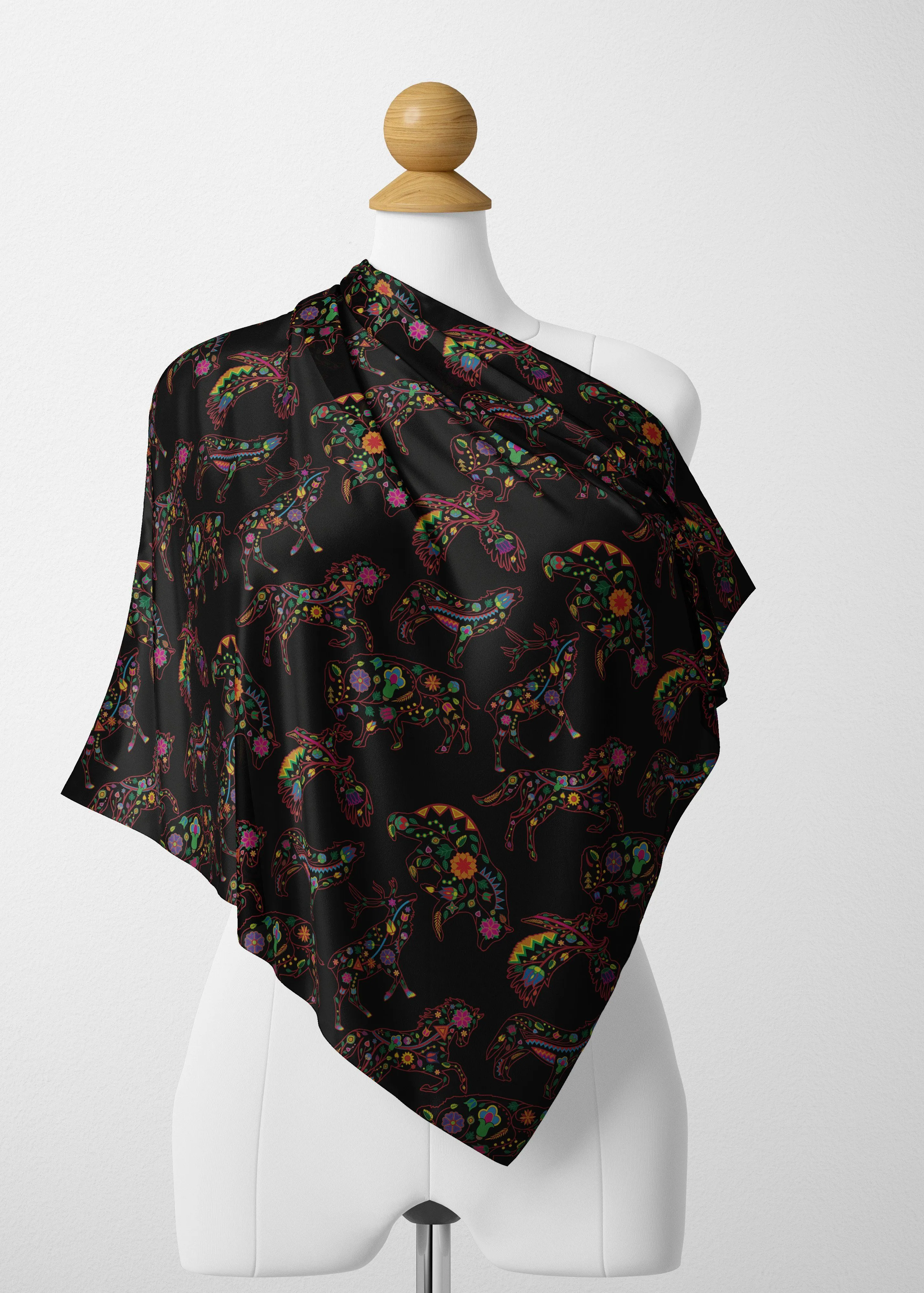 Floral Animals Satin Shawl