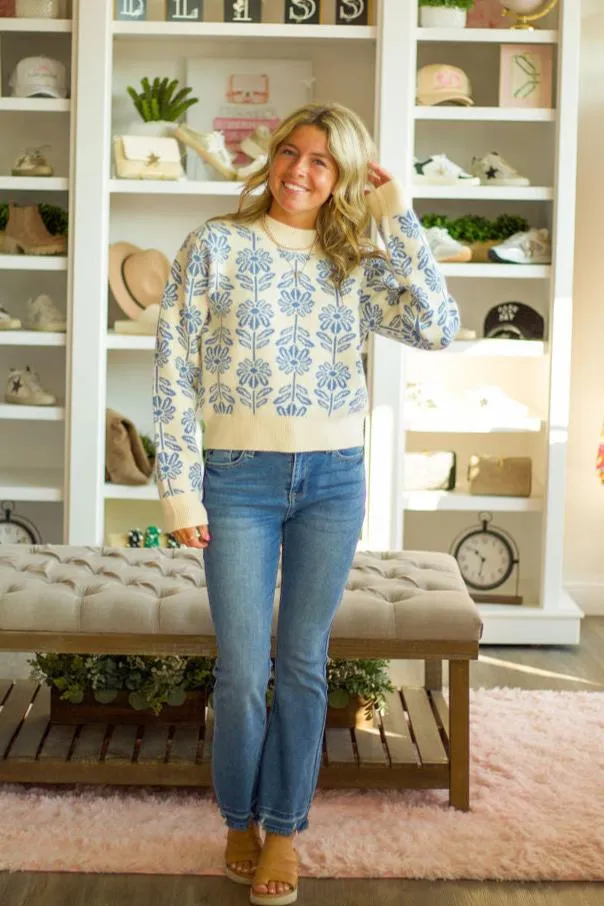 Flower Pattern Sweater Pullover