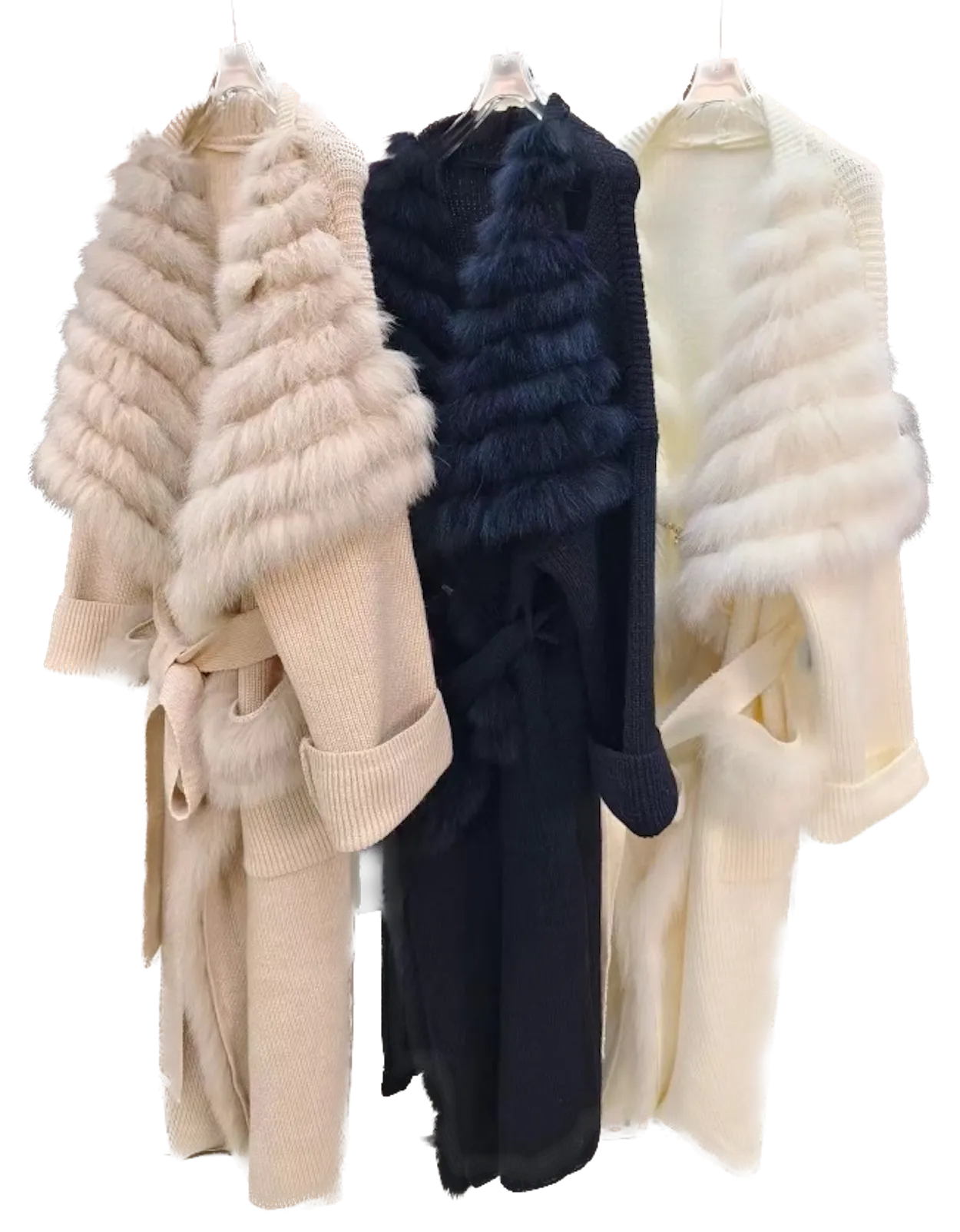 Fox Fur Trim Maxi Sweater Cardigan