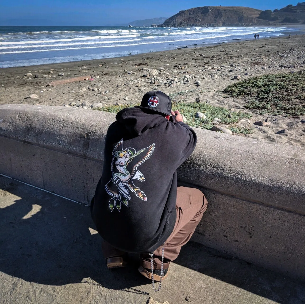 Full Color Eagle Pinup Mens Pullover Hoodie