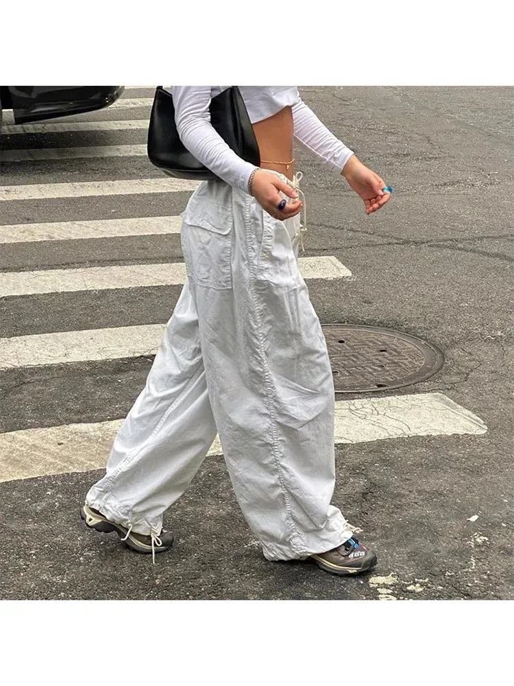 Girlary Woman New Trend Trousers New Trend Sweatpants Aesthetics Cargo Japanese Fashion Pants Grunge Unisex Tunic Drawstring Solid Color