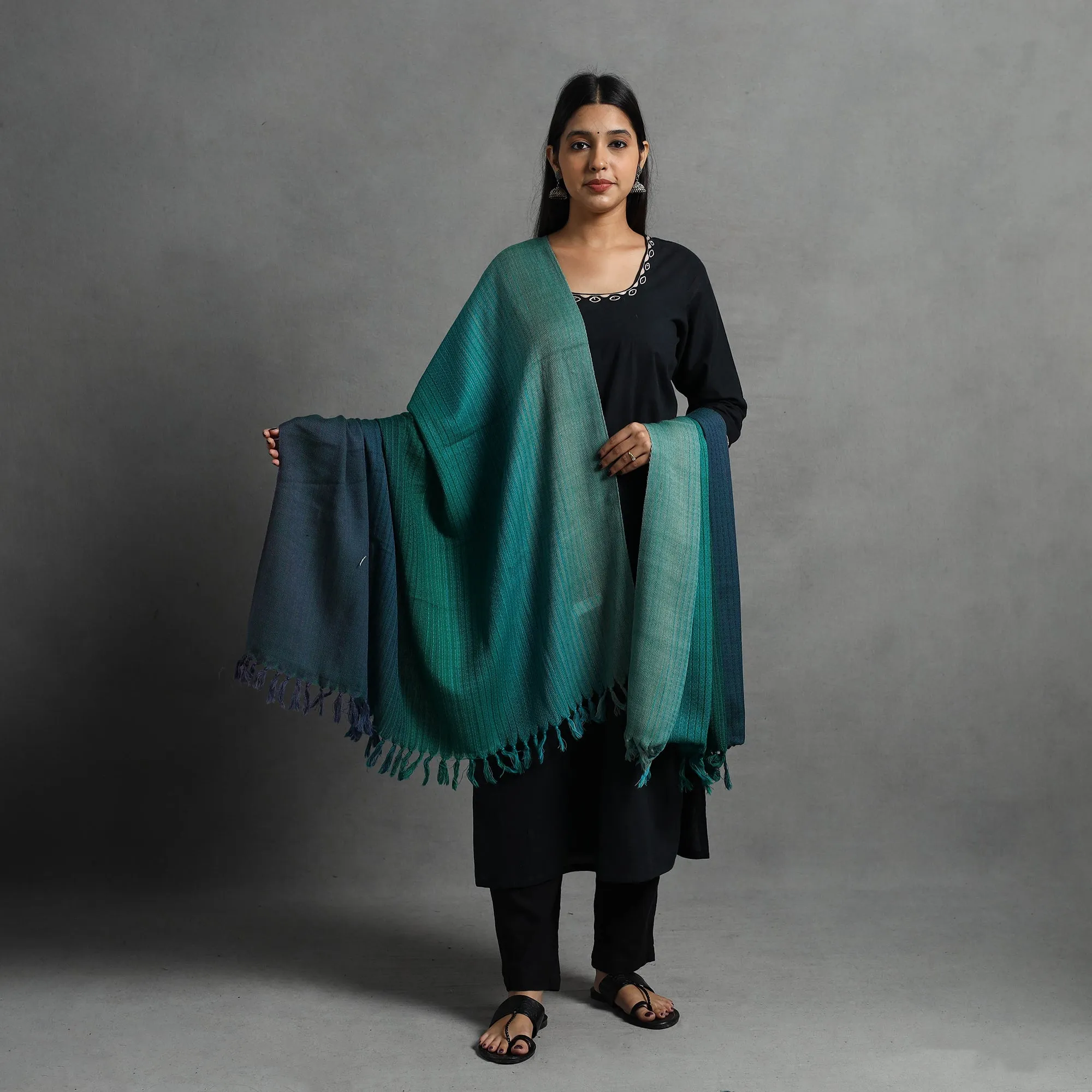 Green - Kumaun Handwoven Pure Merino Wool Shawl for Women 116