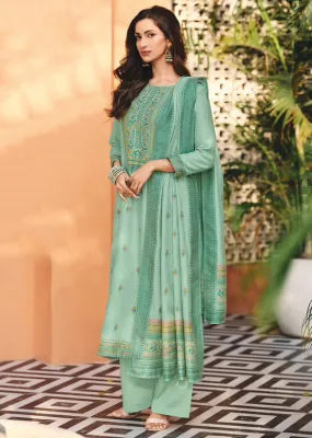 Green Winter Pashmina Woolen Suit Dress Material for Ladies