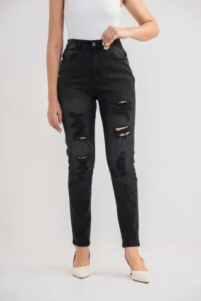 H&H Noah High Rise Slim Straight Fit Distressed Jeans