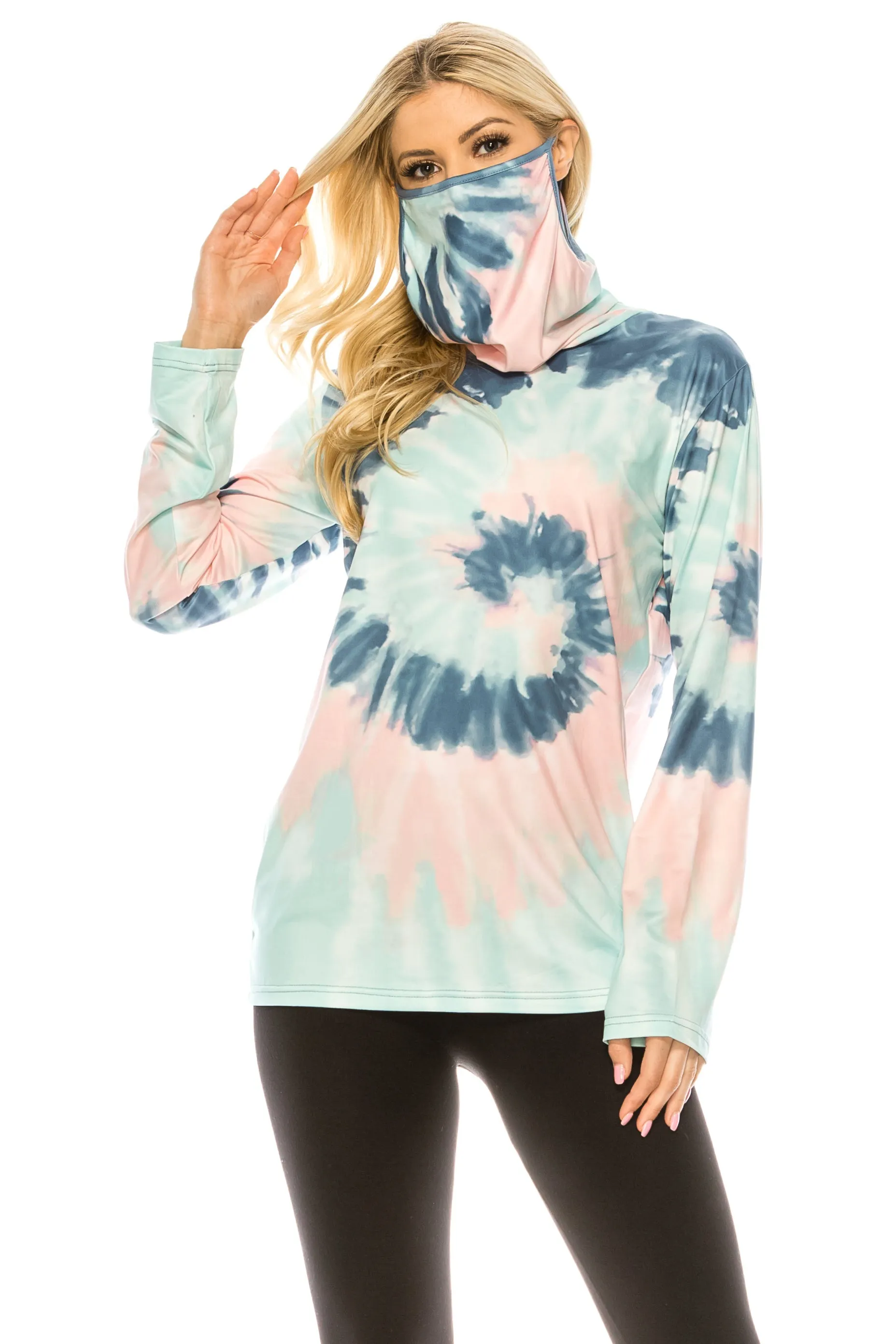 Haute Edition Cowl Neck Tee with Built-In Mask