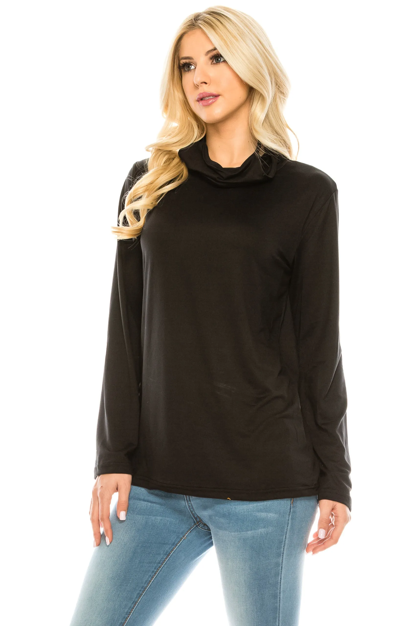 Haute Edition Cowl Neck Tee with Built-In Mask