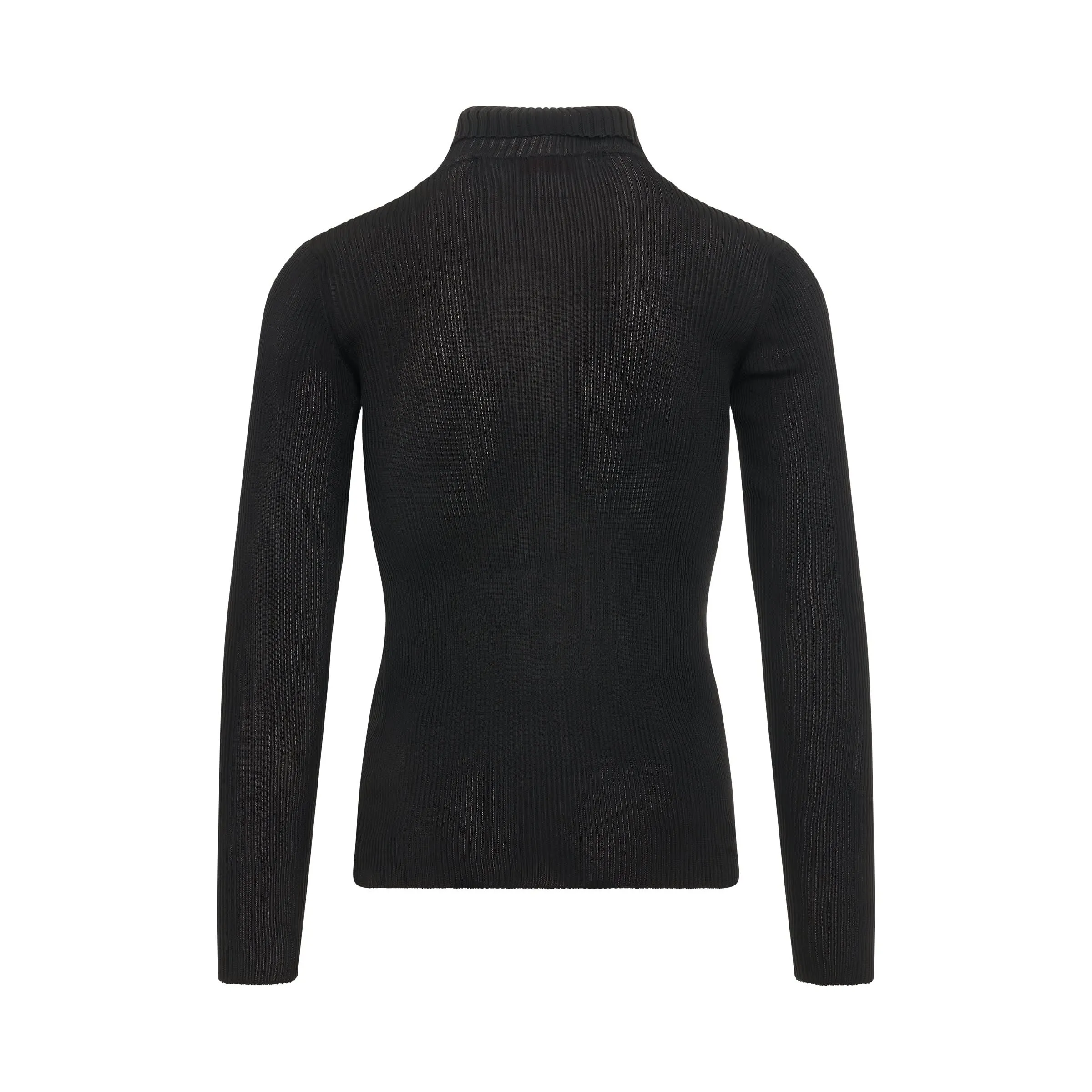 Helvetica Fine Knit Rib Turtleneck in Black