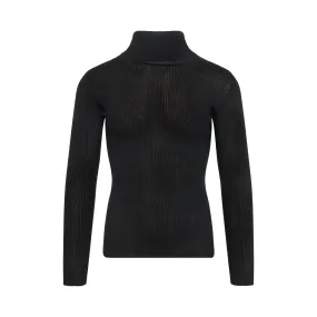 Helvetica Fine Knit Rib Turtleneck in Black