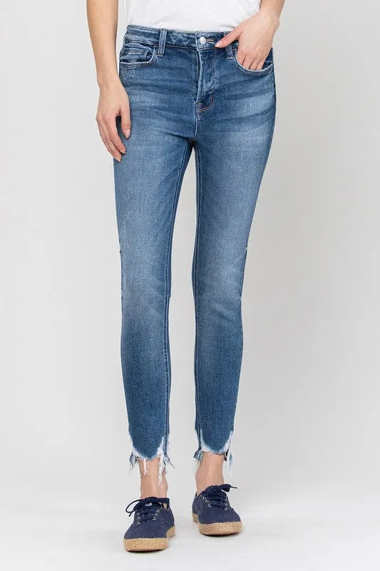 HIGH RISE ANKLE SKINNY HEM DETAILS