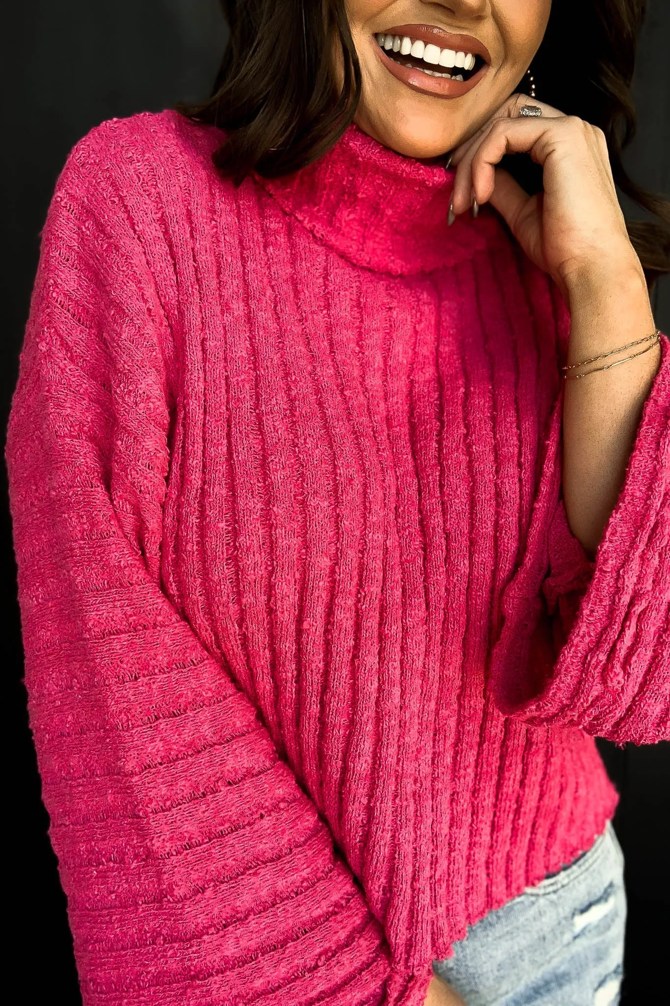 HOT PINK TURTLENECK SWEATER