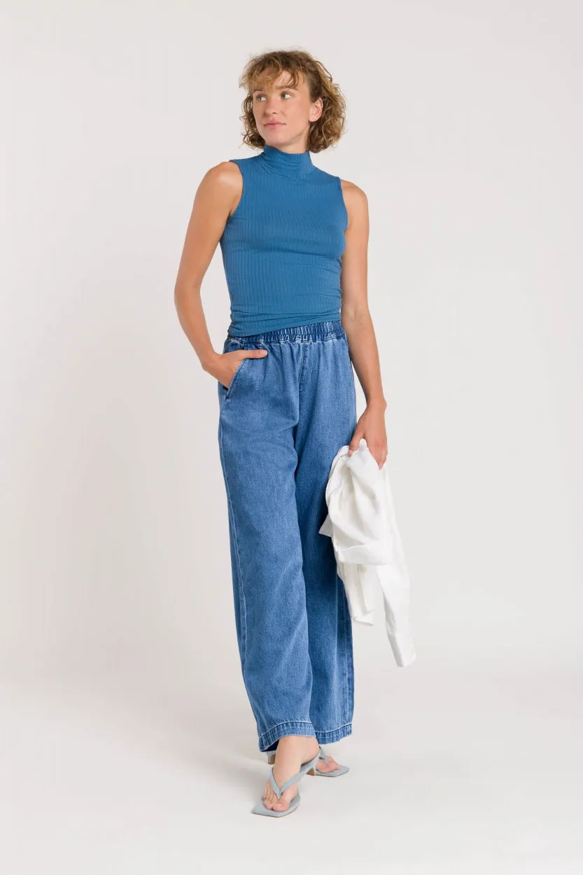 Jacobina Turtleneck Sleeveless Top Blue