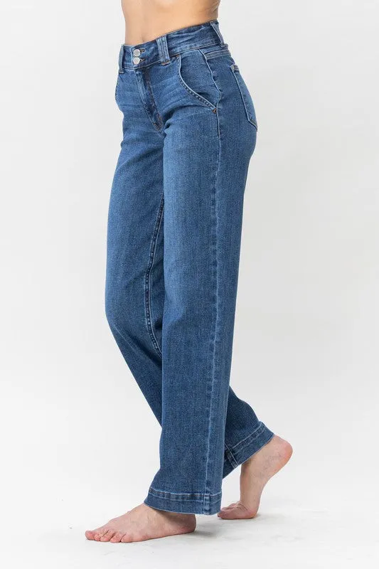 JB132 - DOUBLE BUTTON WIDE JEAN