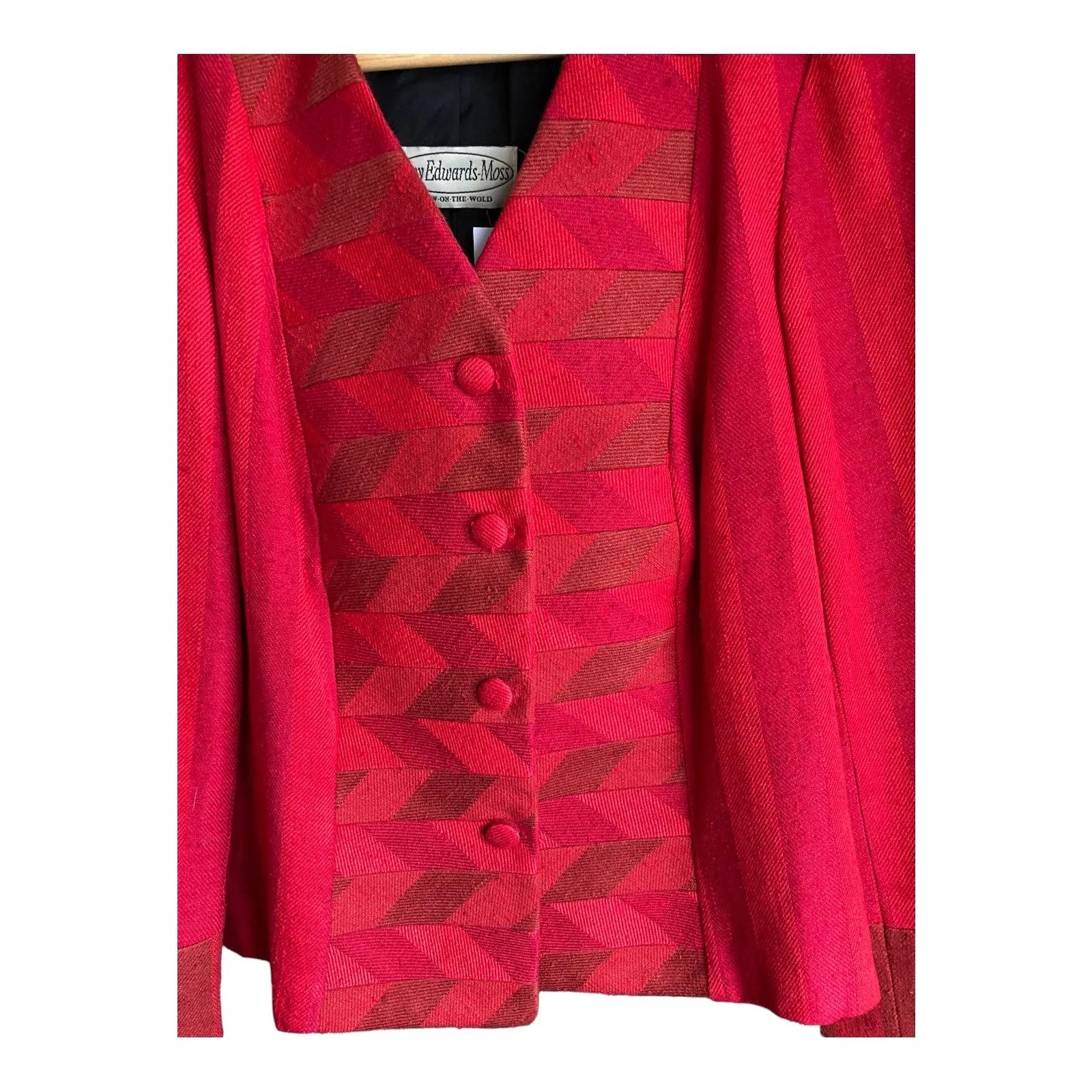 Jenny Edwards-Moss Red Skirt Suit With Long Sleeved Jacket UK Size 14