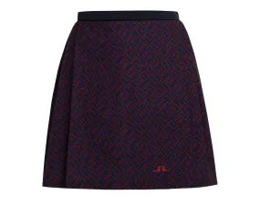 J.Lindeberg Womens Sierra Print Pleat Golf Skirt - KETCHUP BRIDGE MONOGRAM