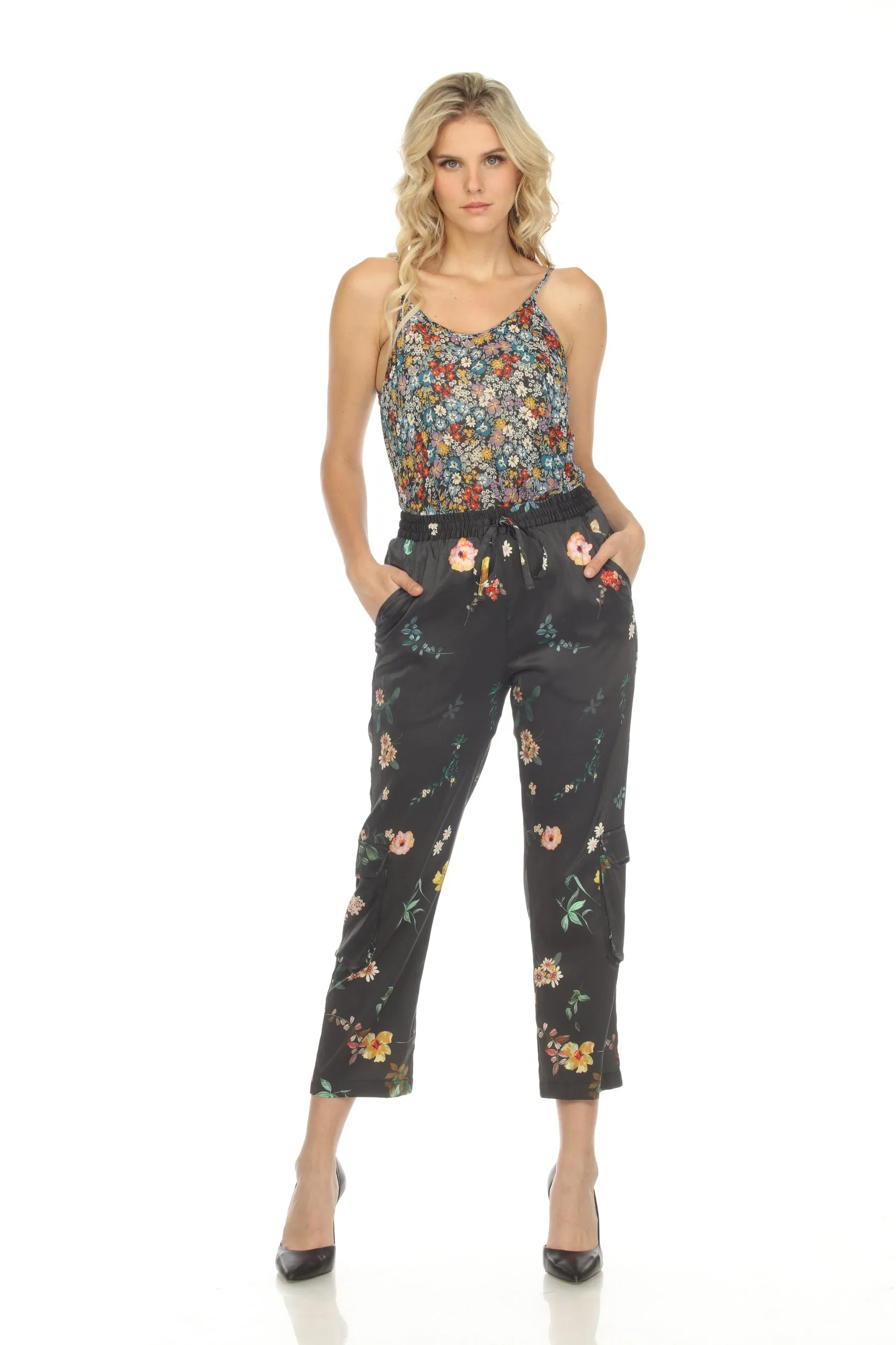 Johnny Was Houstein Kelly Silk Floral Cargo Pants Boho Chic C61322A7