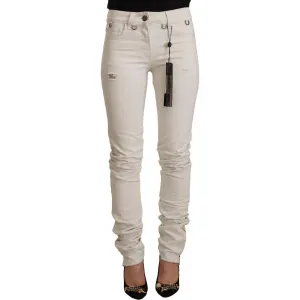 Karl Lagerfeld Chic White Mid-Waist Slim Fit Jeans