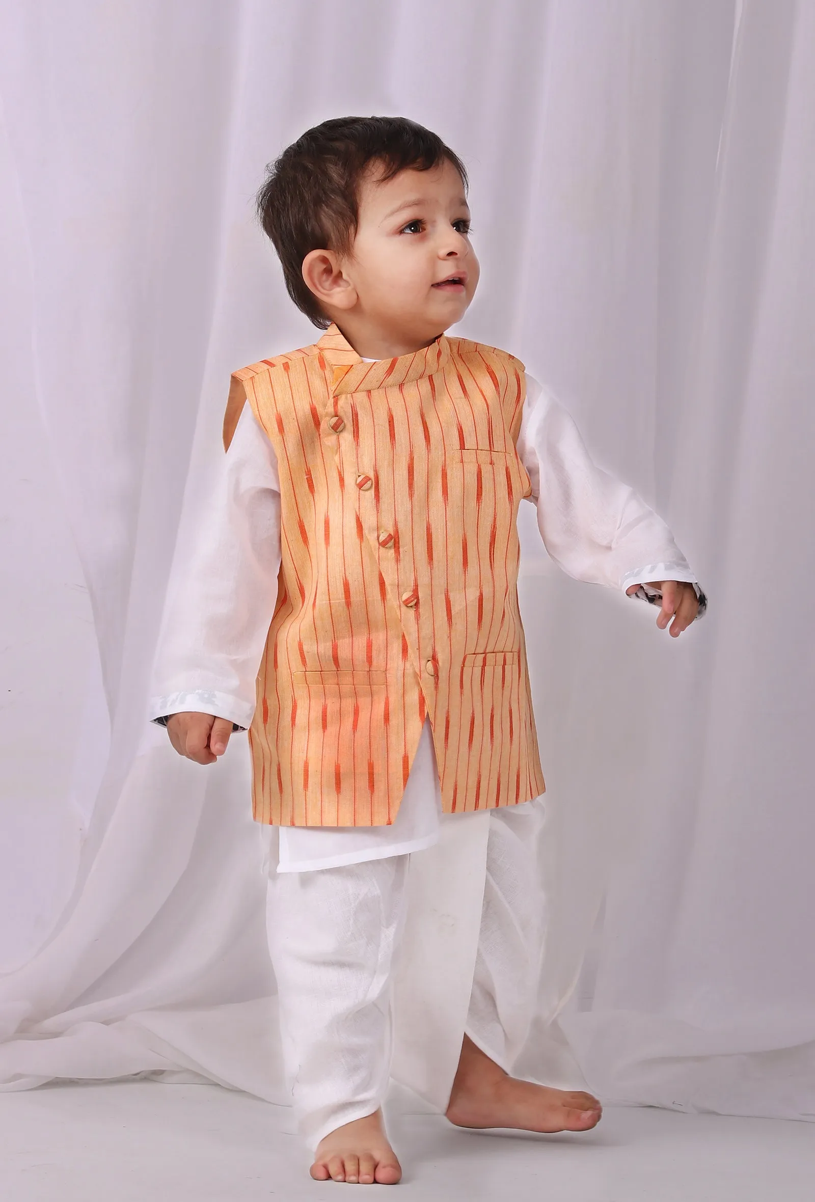 Lemon tart Yellow Ikat Nehru Jacket