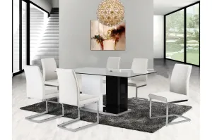 Libra 7 Piece Dining Set with White Chairs