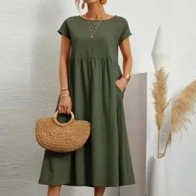 Long Round Neck A-line Dress