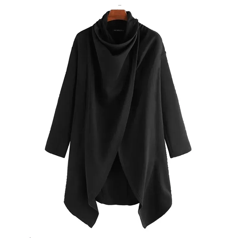 Long Sleeve Men Scarf High Collar Trench jacket*