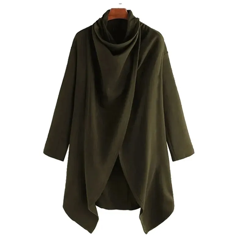 Long Sleeve Men Scarf High Collar Trench jacket*