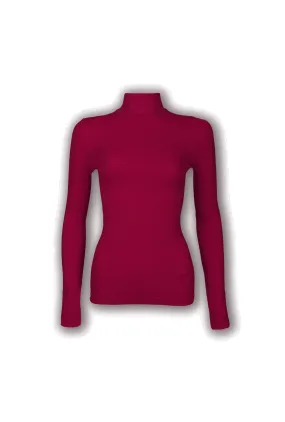 Long Sleeve Mock Turtleneck - Crimson