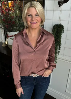 Mauve Glitzy Button Down Blouse