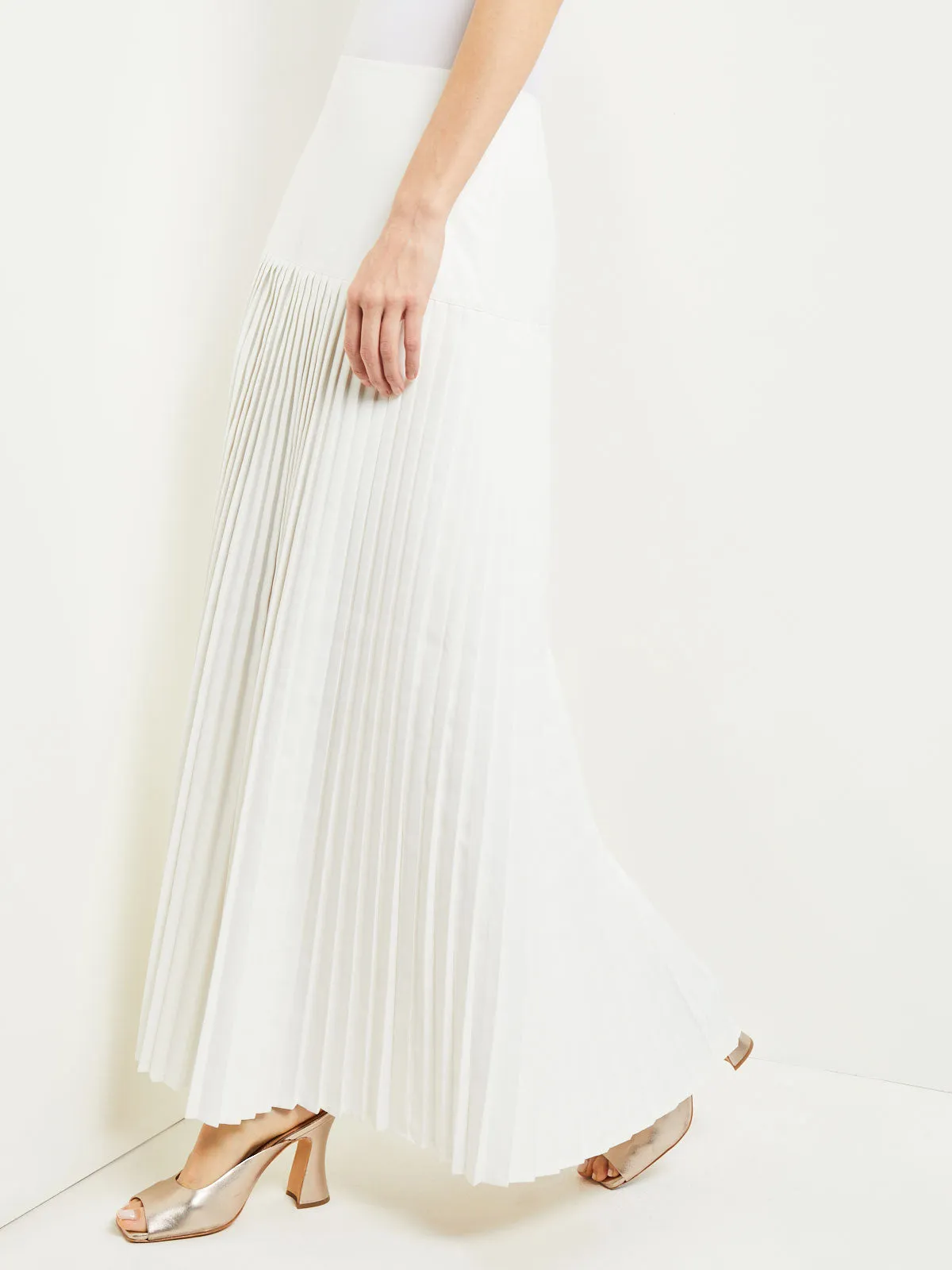 Maxi A-Line Skirt - Pleated Woven