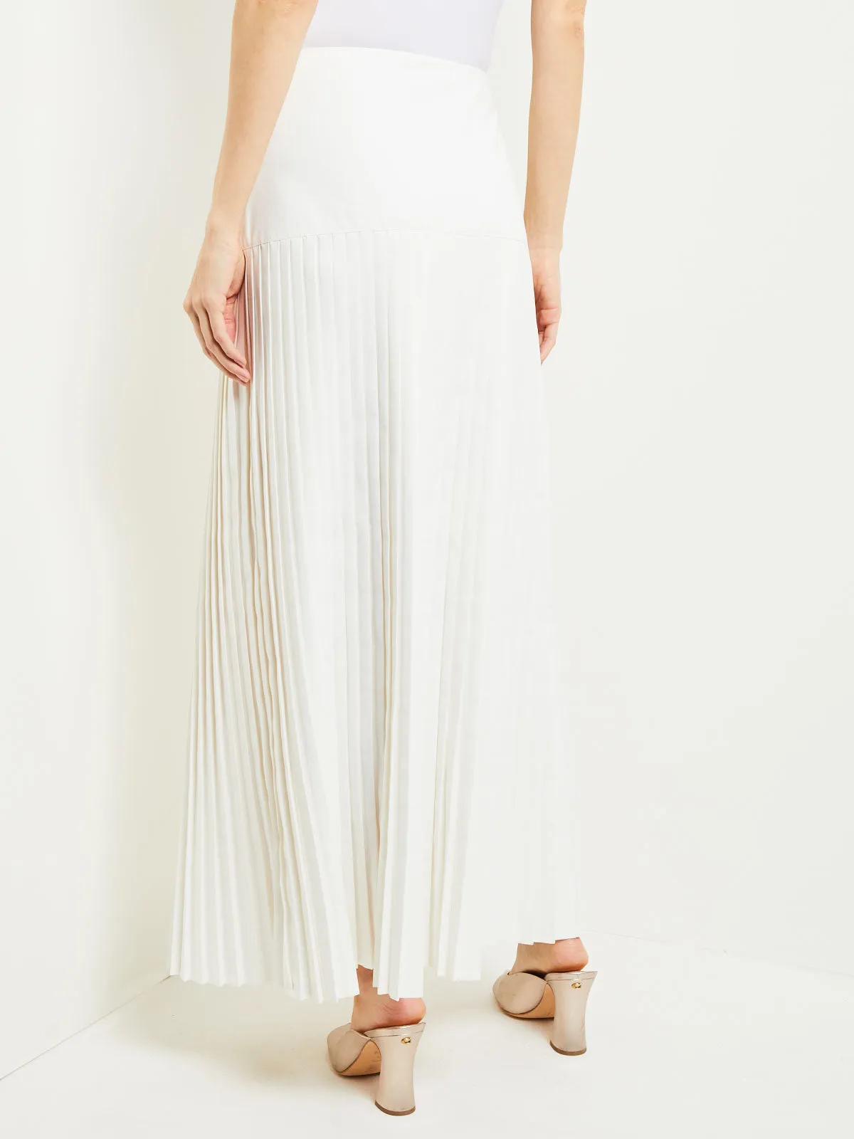 Maxi A-Line Skirt - Pleated Woven